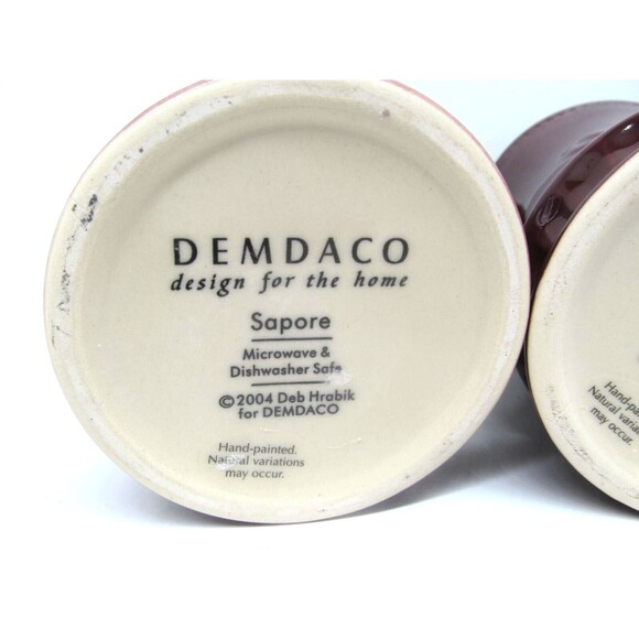 Demdaco Sapore Deb Hrabik Hand Painted Red Mugs Set Of 2 - Picture 4 of 6